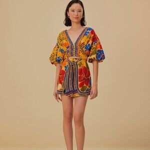 Farm Rio Yellow Floral Yard lenzing Ecovero Euroflax Shorts